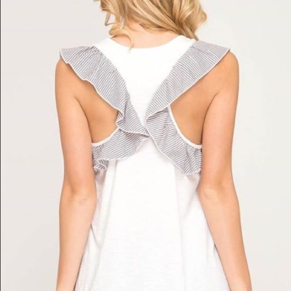 White ruffle tank boutique new